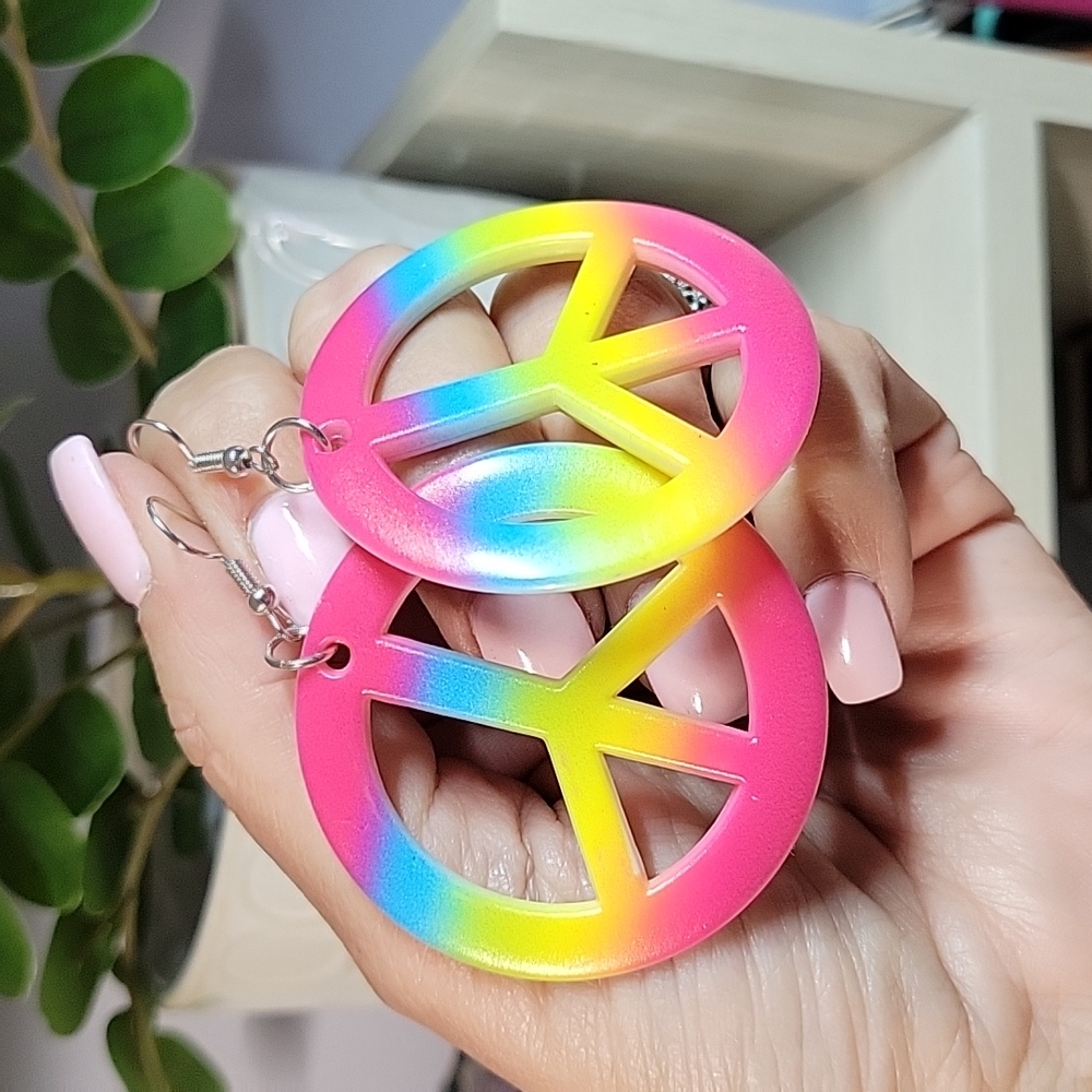 Peace Sign Ombre Drop Earrings - Picture 3 of 4